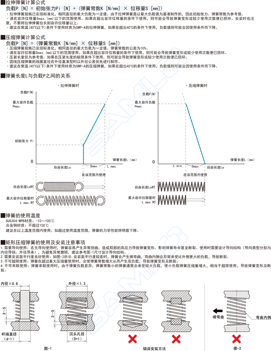 壓縮彈簧-彈簧常數(shù)1.8～11.9使用注意事項(xiàng)