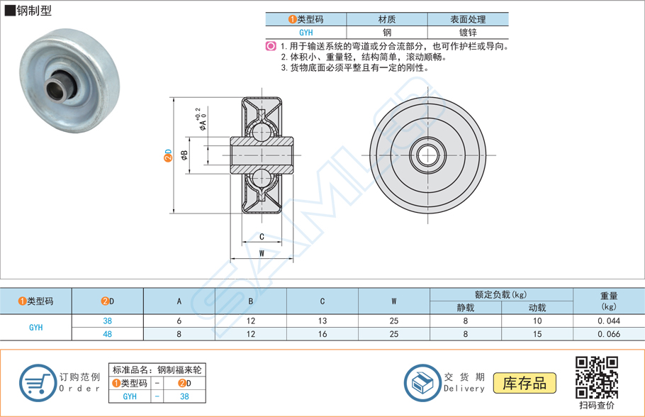 鋼制福來(lái)輪常用的體積大小